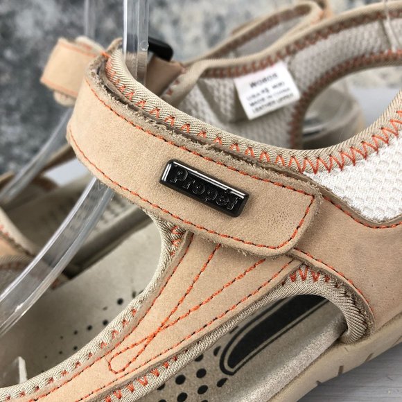 Propet Women's Size 8.5M Helen Tan Leather Hook & Loop Open Toe Sandals W0605 - Picture 7 of 14